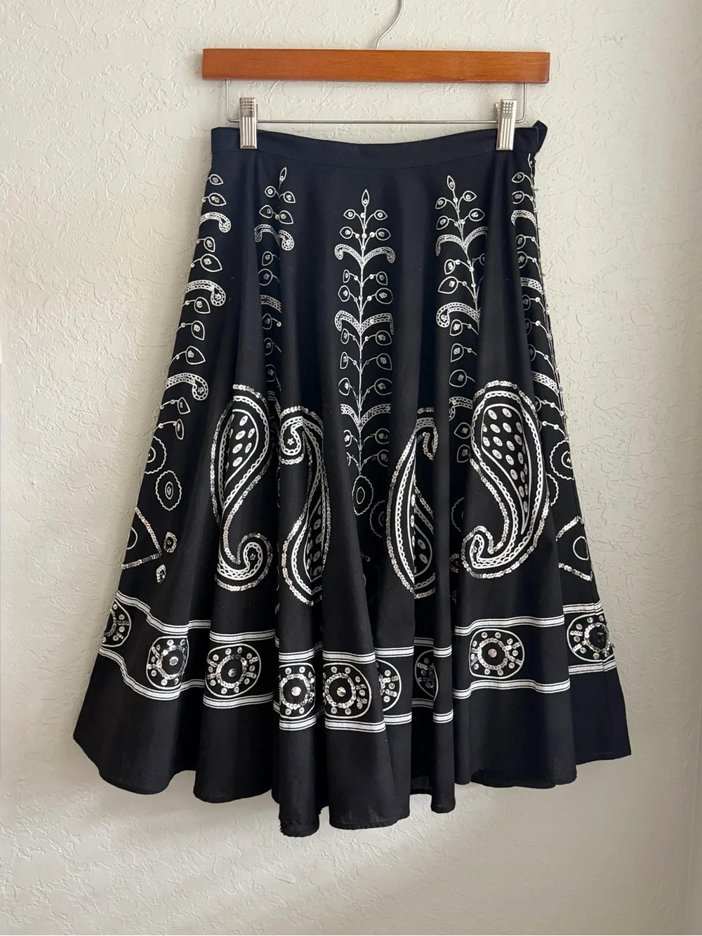 Margaret Loves Peter Black Midi Skirt With Silver Sequins
